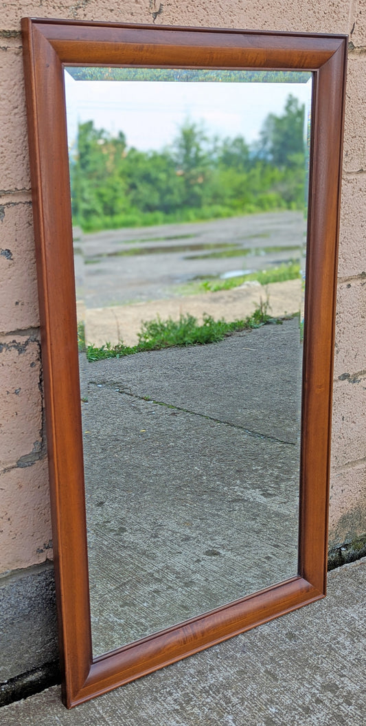 24"x43" Vintage Antique Old Pulaski Solid Cherry Wood Wooden Rectangle Rectangular Wall Console Mirror Bedroom Beveled Glass