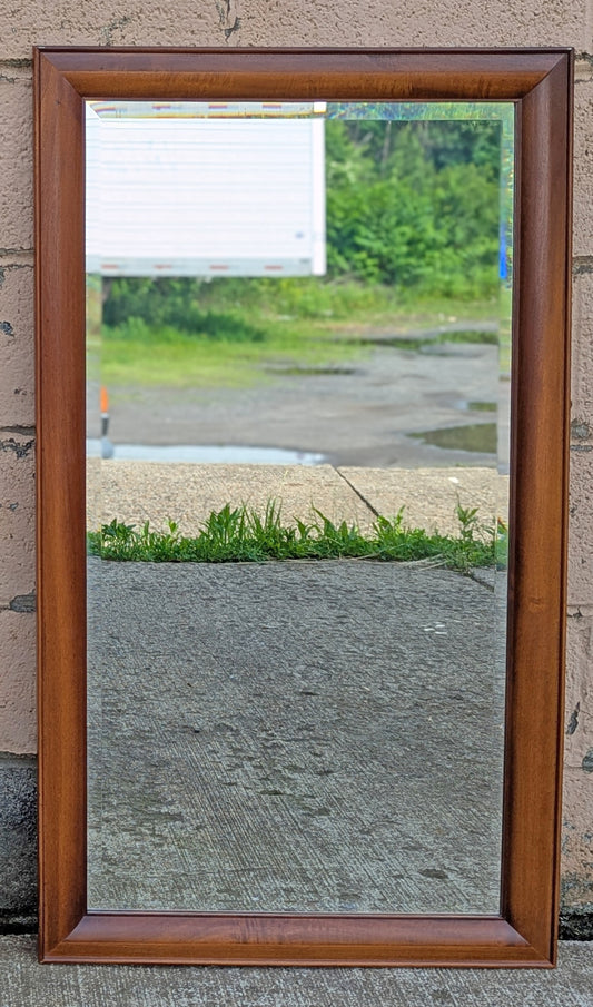 24"x43" Vintage Antique Old Pulaski Solid Cherry Wood Wooden Rectangle Rectangular Wall Console Mirror Bedroom Beveled Glass