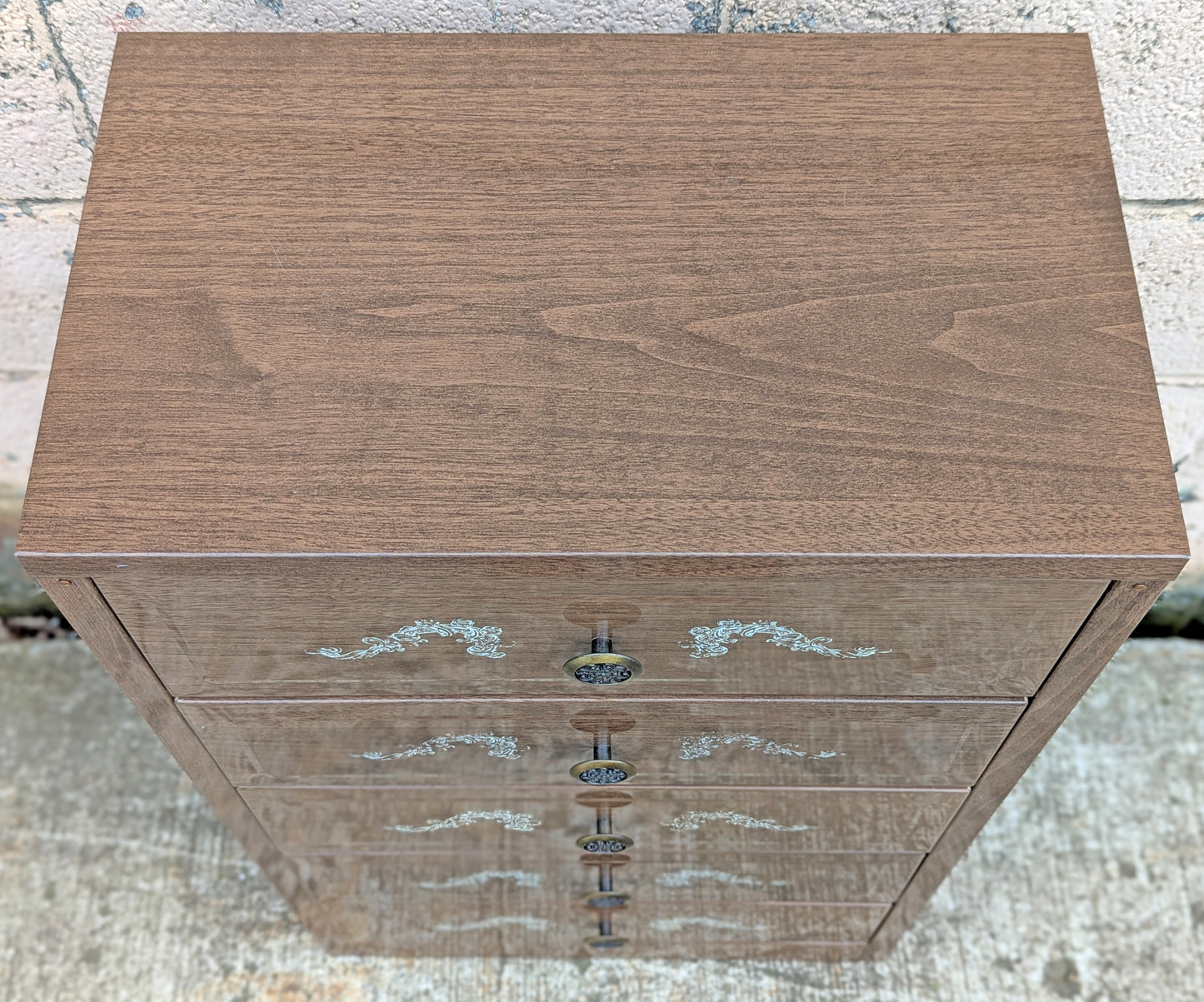 Vintage Antique Old Reclaimed Salvaged Mid Century Modern MCM Art Deco Steel Metal Bedroom Dresser Chest Highboy 5 Drawer