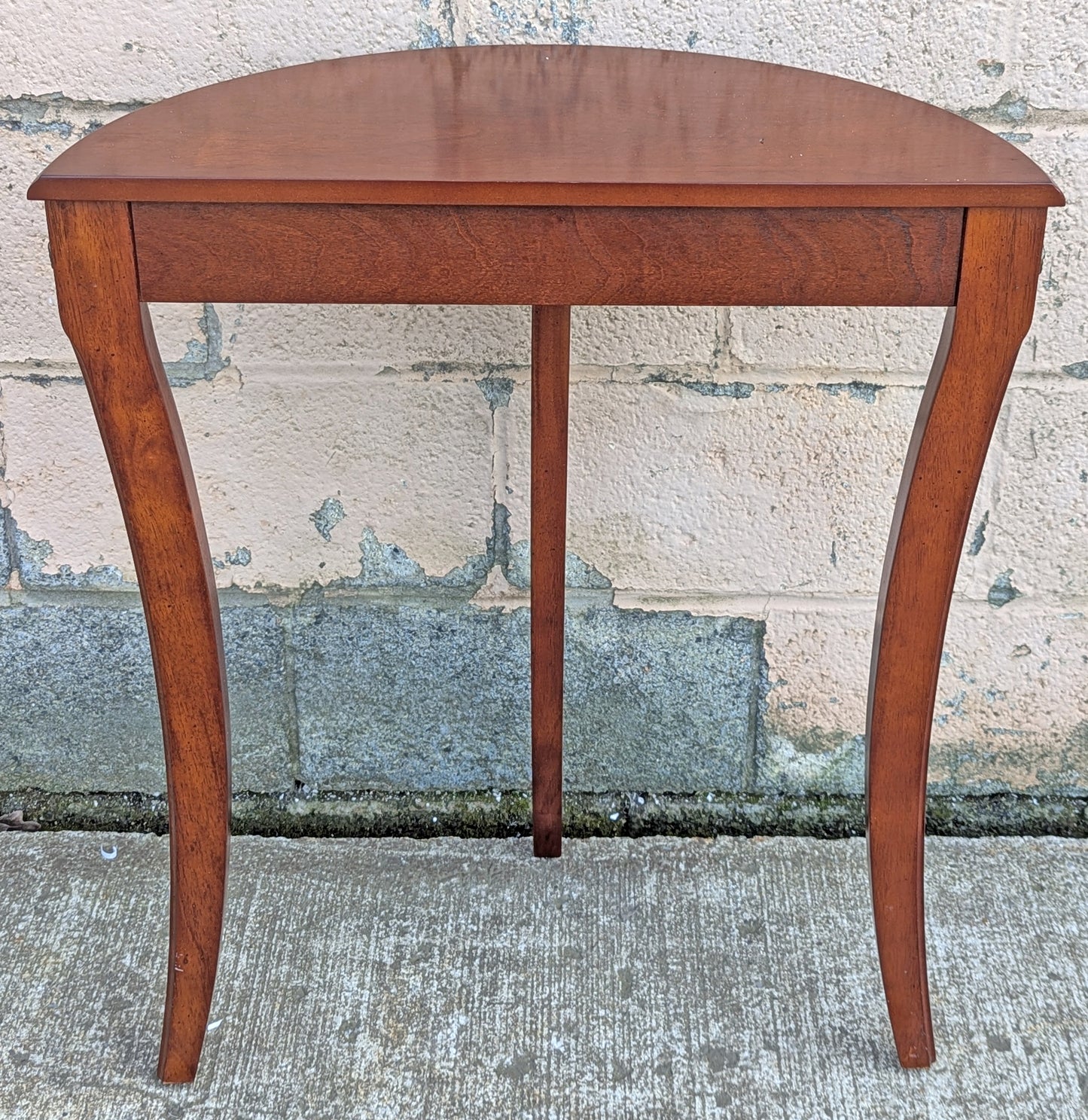 Vintage Antique Old Bombay Reclaimed Salvaged Solid Mahogany Wood Wooden Console Half Round Semi Circle Lamp End Side Pedestal Table Plant Stand