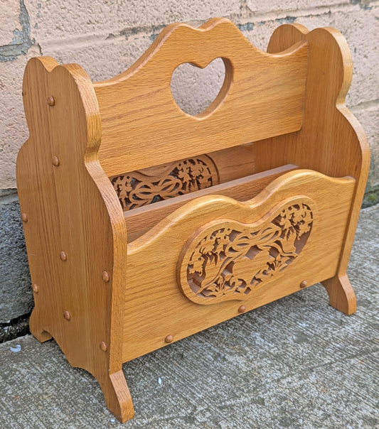 Vintage Reclaimed Salvaged Handmade SOLID Wood Wooden Newspaper Accent Decor Magazine Caddy Tool Box Storage Basket Rack Holder Bin Stand