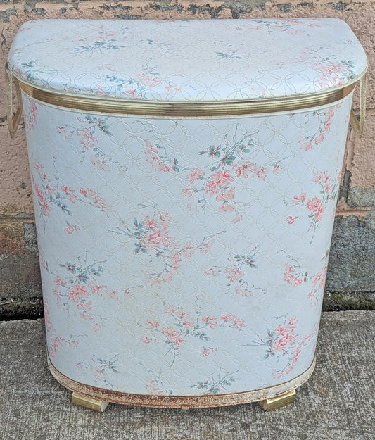 Vintage Antique Old Reclaimed Salvaged Pearl Wick Retro Mid Century Modern Laundry Clothes Clothing Hamper Storage Chest Bin Can