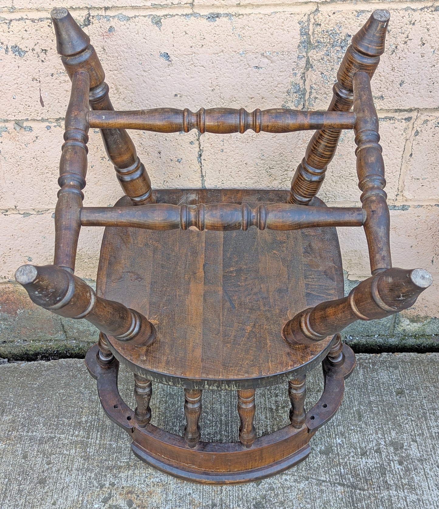 Set of 3 Vintage Antique Old Reclaimed Salvaged Hale Solid Maple Wood Wooden Captain Navigator Pub Dining Side Accent Arm Chair Armchair
