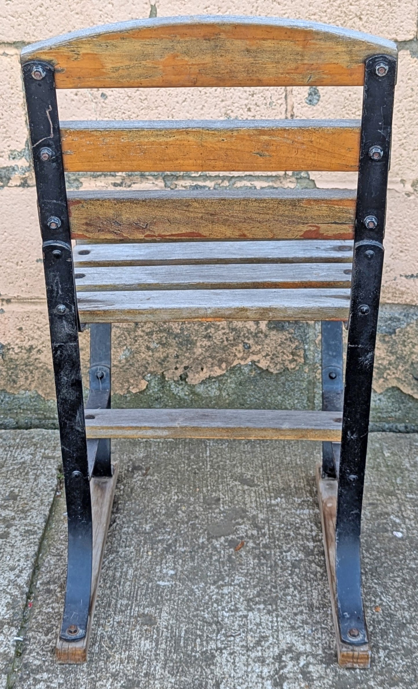 Set of 3 Antique Vintage Old Reclaimed Salvaged Country Farmhouse Rural Solid Wooden Metal Outdoor Patio Porch Backyard Garden Lawn Chairs