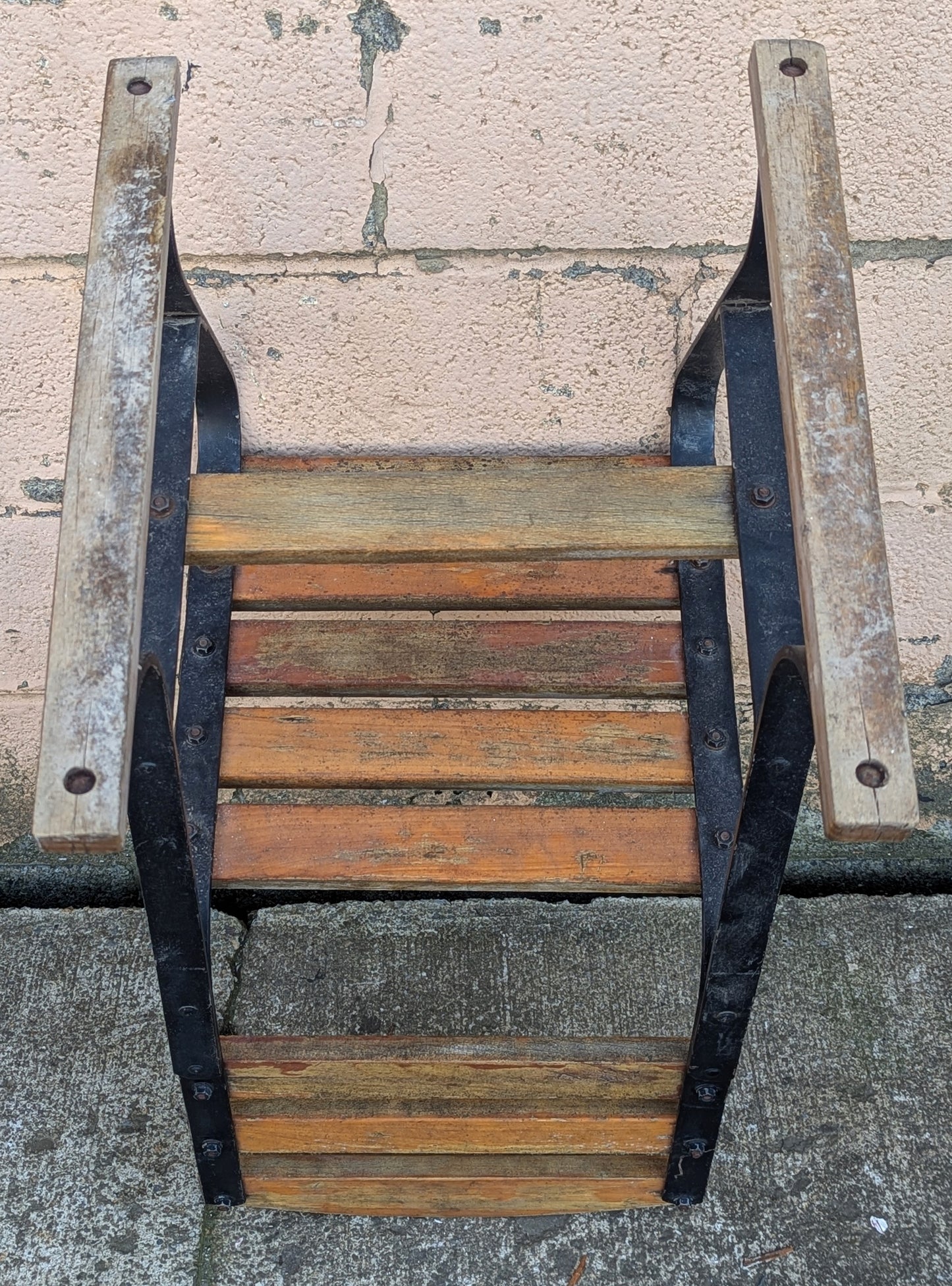 Set of 3 Antique Vintage Old Reclaimed Salvaged Country Farmhouse Rural Solid Wooden Metal Outdoor Patio Porch Backyard Garden Lawn Chairs