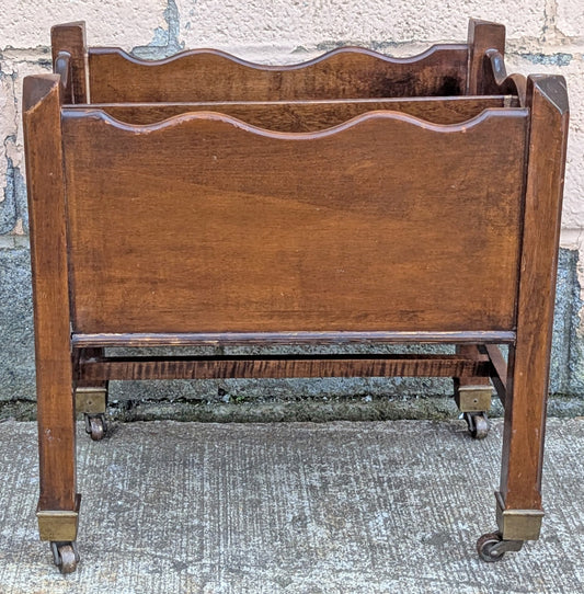 Vintage Old Salvaged Handmade SOLID Wood Wooden Newspaper Accent Decor Magazine Caddy Tool Box Storage Basket Rack Holder Bin Stand Casters