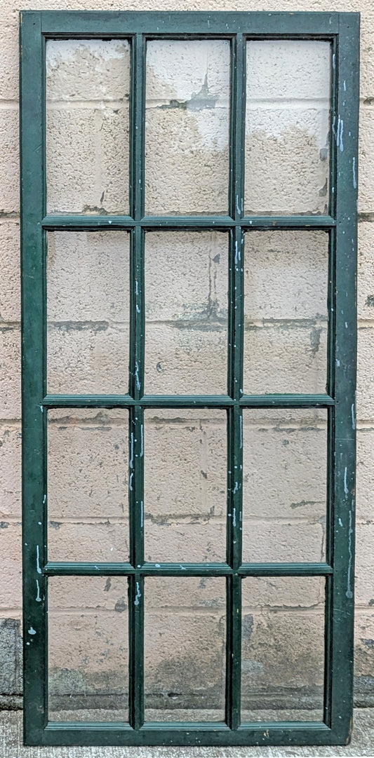 24"x57" Antique Vintage Old Reclaimed Salvaged SOLID Wood Wooden Storm Exterior Door 12 Glass Window Insert Removable