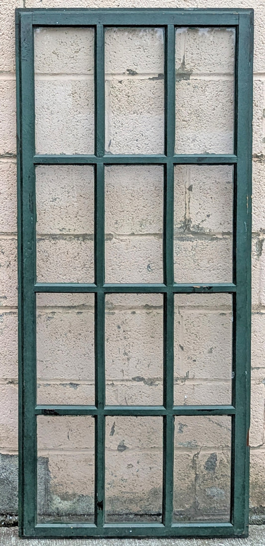 24"x57" Antique Vintage Old Reclaimed Salvaged SOLID Wood Wooden Storm Exterior Door 12 Glass Window Insert Removable