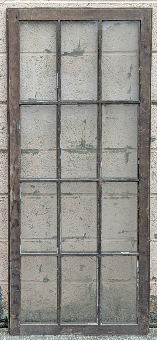 24"x57" Antique Vintage Old Reclaimed Salvaged SOLID Wood Wooden Storm Exterior Door 12 Glass Window Insert Removable
