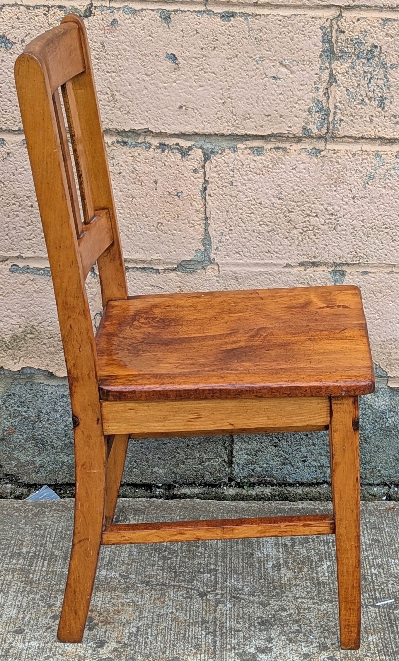 Set of 6 Antique Vintage Old Reclaimed Salvaged Arts Crafts Solid Maple Wood Wooden School Church Lodge Side Accent Dining Seat Chairs