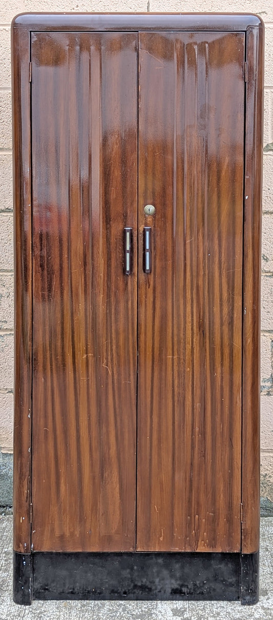 Antique Vintage Old Reclaimed Salvaged Mid Century Modern "Interstate Metal Products" Union Made Solid Metal Steel Cabinet Wardrobe Closet