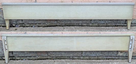 Vintage Antique Old Reclaimed Salvaged Mid Century Modern SOLID Wood Wooden Full Size Platform Bed Frame Set Headboard Footboard