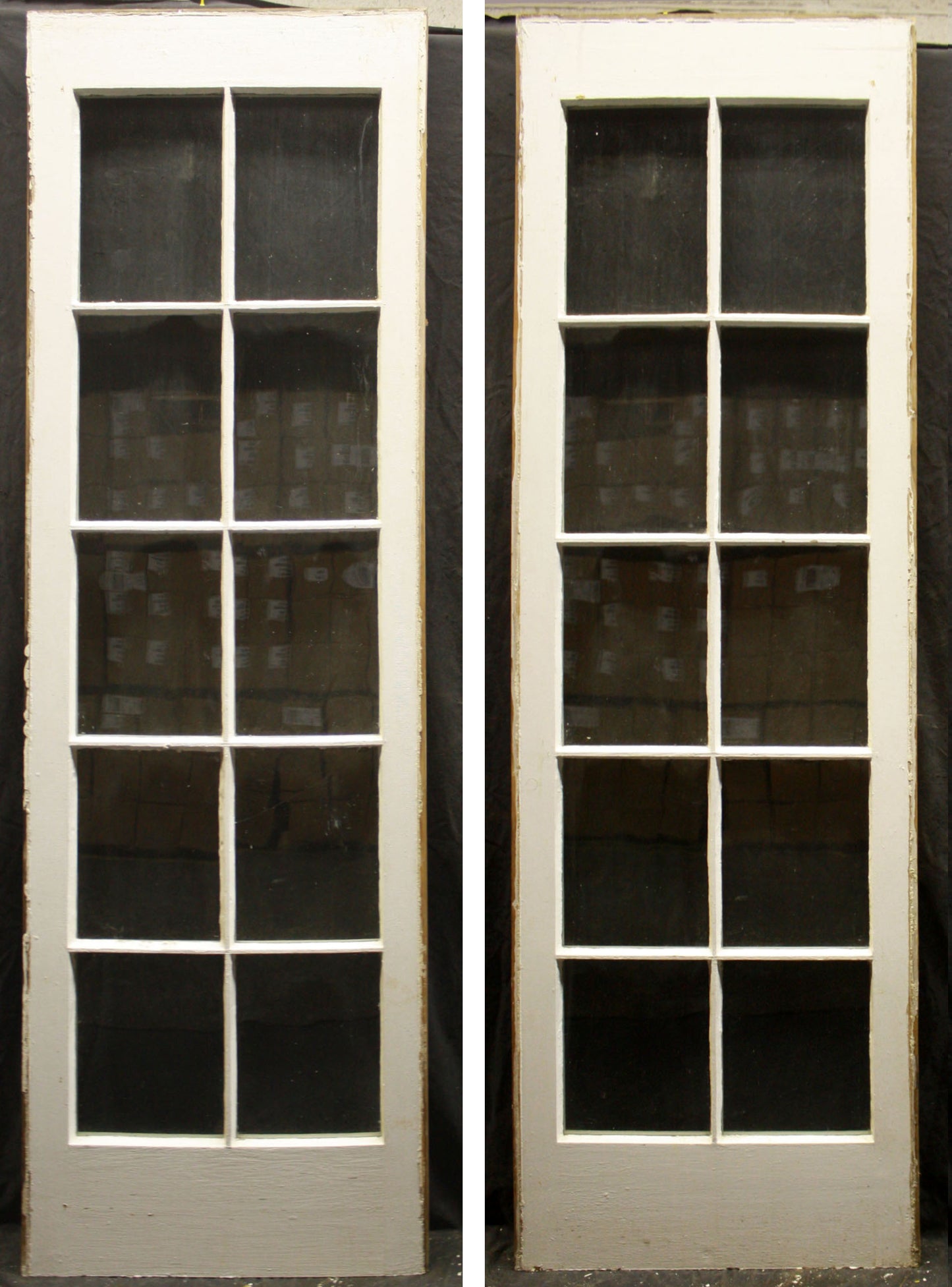 Pair 26.5"x84"x1.75" Antique Vintage Old Salvaged Reclaimed Solid Wooden Wood Sidelite Side Lite Doors French Exterior Entrance Window Glass