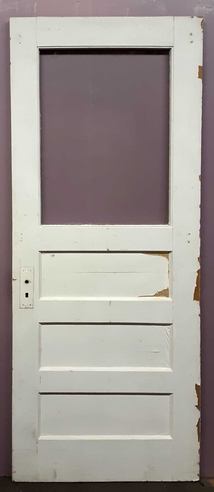 30"x77" Antique Vintage Old Reclaimed Salvaged SOLID Wood Wooden Entry Door Window Wavy Glass Lite