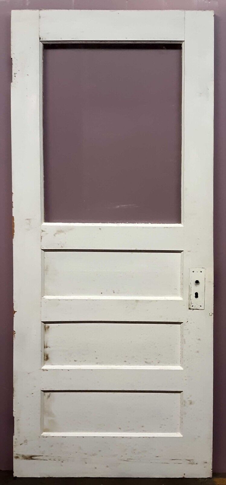 30"x77" Antique Vintage Old Reclaimed Salvaged SOLID Wood Wooden Entry Door Window Wavy Glass Lite