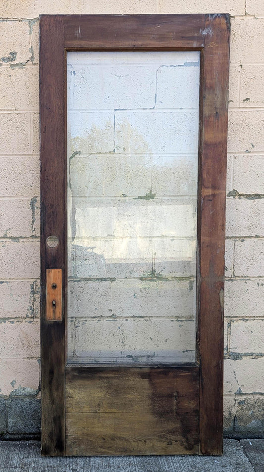 36"x84"x1.75" Antique Solid Wood Exterior Entry Door Full-Length Window Beveled Glass