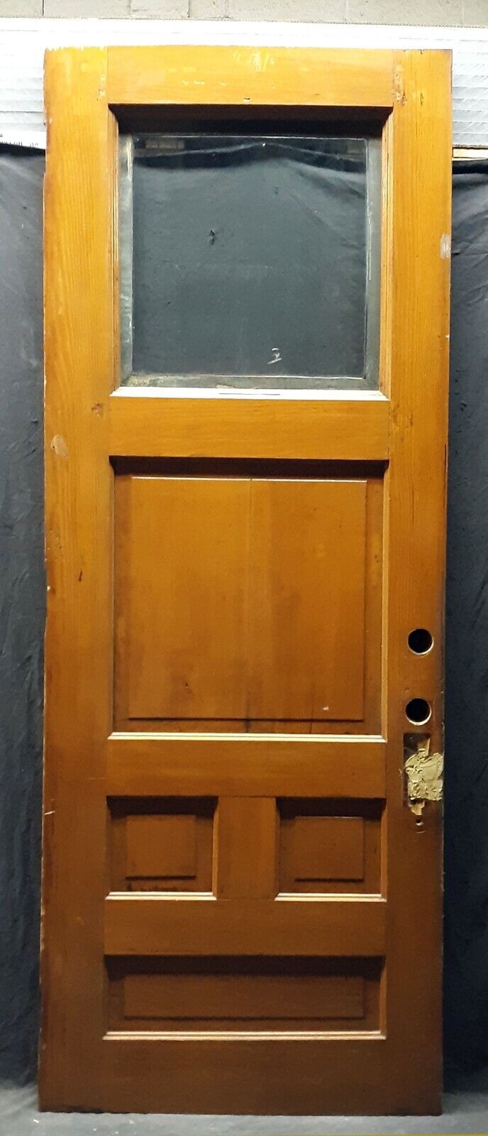 35.5"x93.5"x2" Antique Vintage Old Salvaged Reclaimed Wood Wooden Entry Exterior Door Window Wavy Glass Lite Pane
