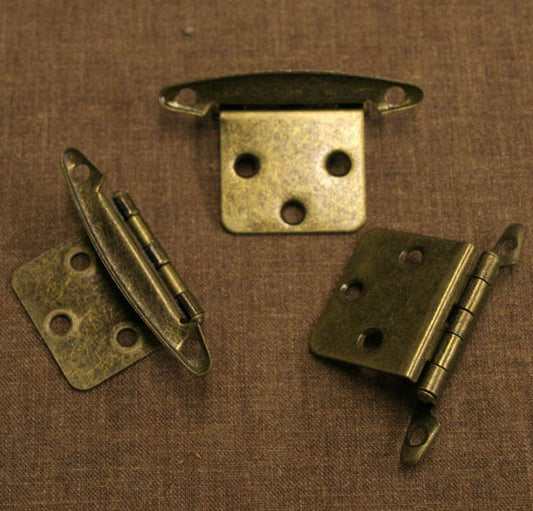 492 available 1.75"x2.75" Vintage NOS Semi Concealed Variable Overlay Strap Surface Mount Offset Brass Steel Cabinet Pantry Door Hinge