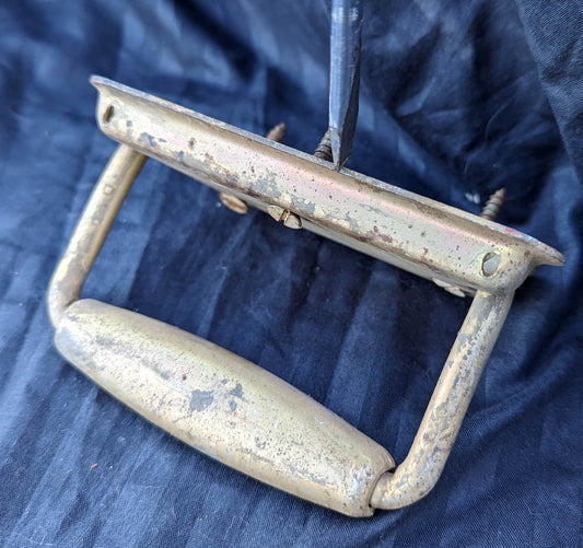 5"x4" Antique Vintage Old Salvage Reclaimed Brass Steel Metal Spring loaded Door Bin Box Handle Pull Lift