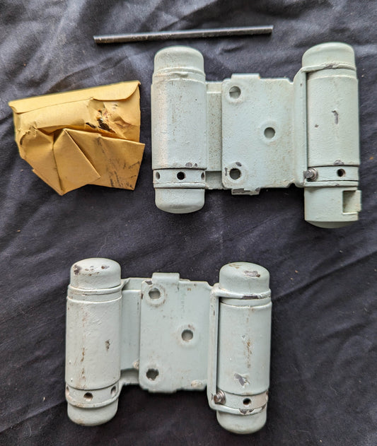 Pair 4" Antique Vintage Old BOMMER Double Action Steel Swinging Door Spring Hinges