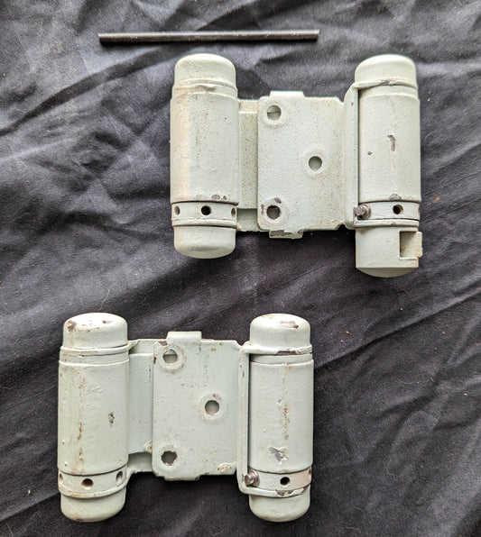 Pair 4" Antique Vintage Old BOMMER Double Action Steel Swinging Door Spring Hinges