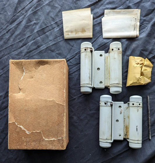 Pair 3" Antique Vintage Old BOMMER Double Action Steel Swinging Door Spring Hinges