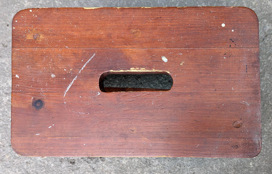 Small Vintage Antique Old Homemade Handmade Solid Pine Wood Wooden Table Foot Step Stool Plant Stand Side Accent Chair Seat Garden Bench