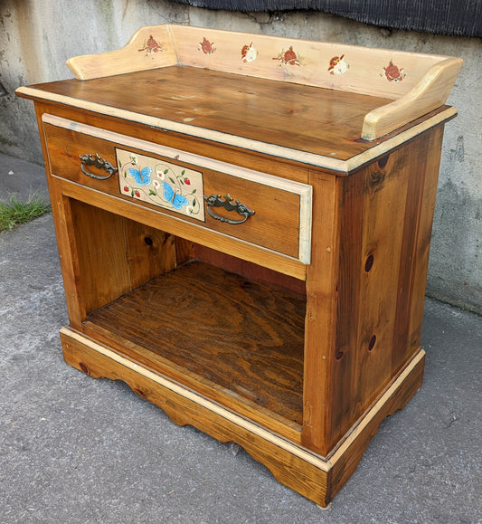 Vintage Old Handmade Solid Wood Wooden Server Cabinet Work Table Storage Pantry Cupboard Chest Rustic Country Antique Style