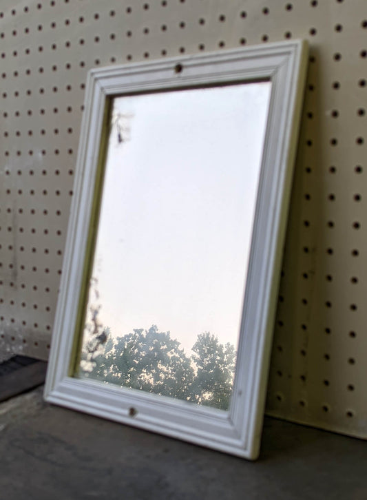 11"x15" Antique Vintage Old Solid Wood Wooden Hanging Wall Hanging Door Mirror Glass