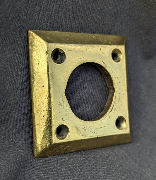 2 available 2.5"x2.5" Vintage Antique Old SOLID Cast Brass Door Cylinder Mortise Key Hole Square Plate