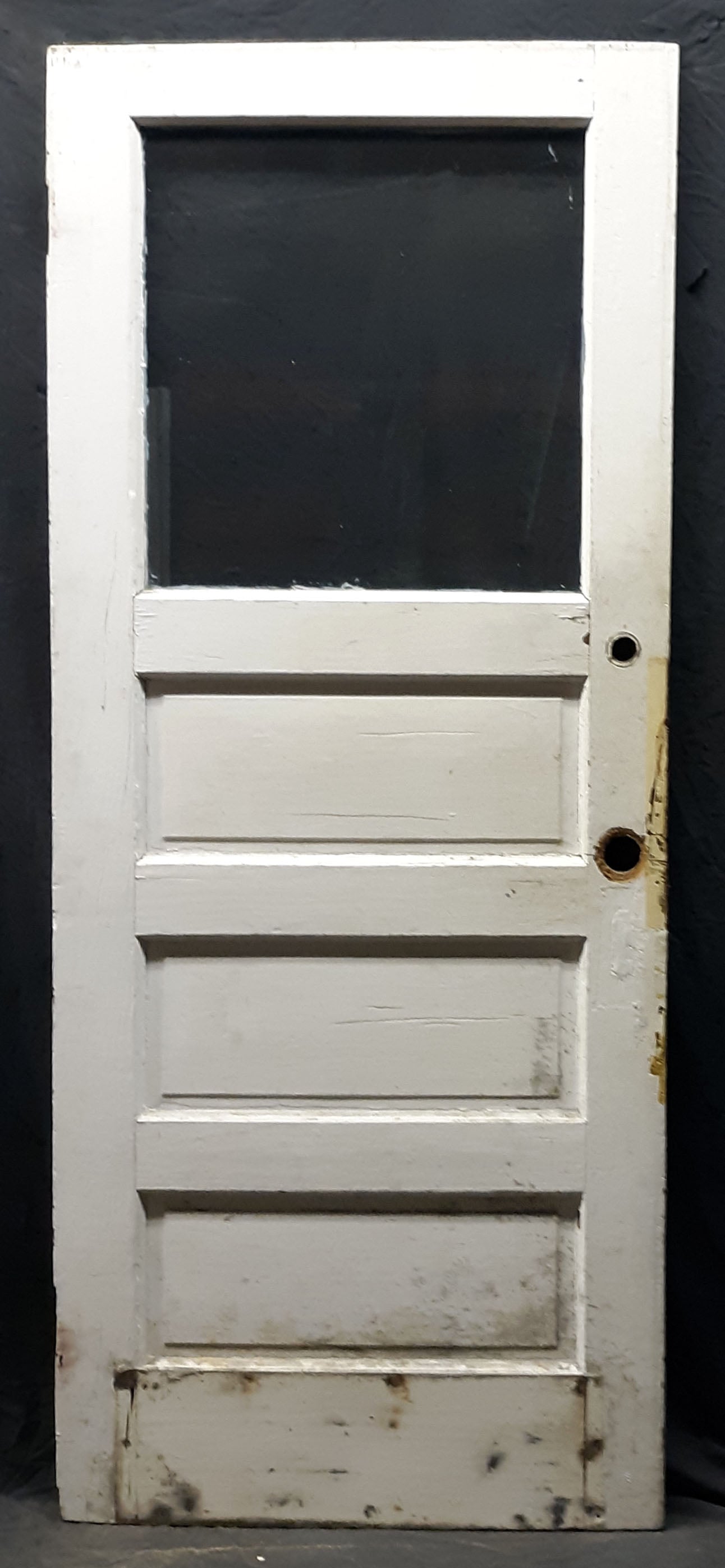 32x79" Antique Vintage Old Reclaimed Salvaged SOLID Wood Wooden Entry Door Panels Window Wavy Glass