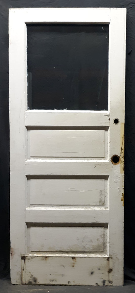 32x79" Antique Vintage Old Reclaimed Salvaged SOLID Wood Wooden Entry Door Panels Window Wavy Glass