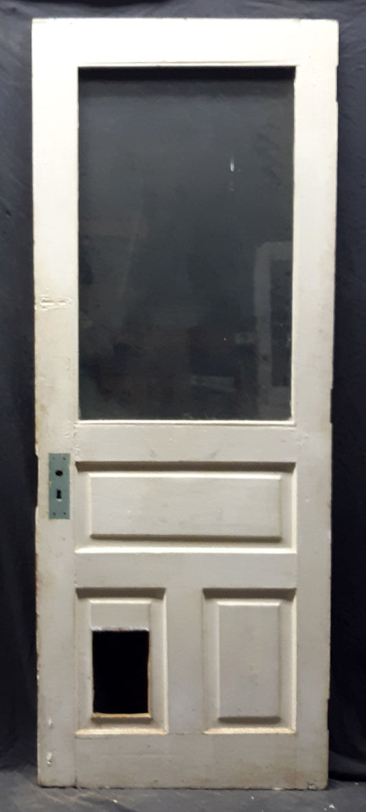 32"x81" Antique Vintage Old Reclaimed Salvaged Wood Wooden Entry Exterior Door Window Wavy Glass