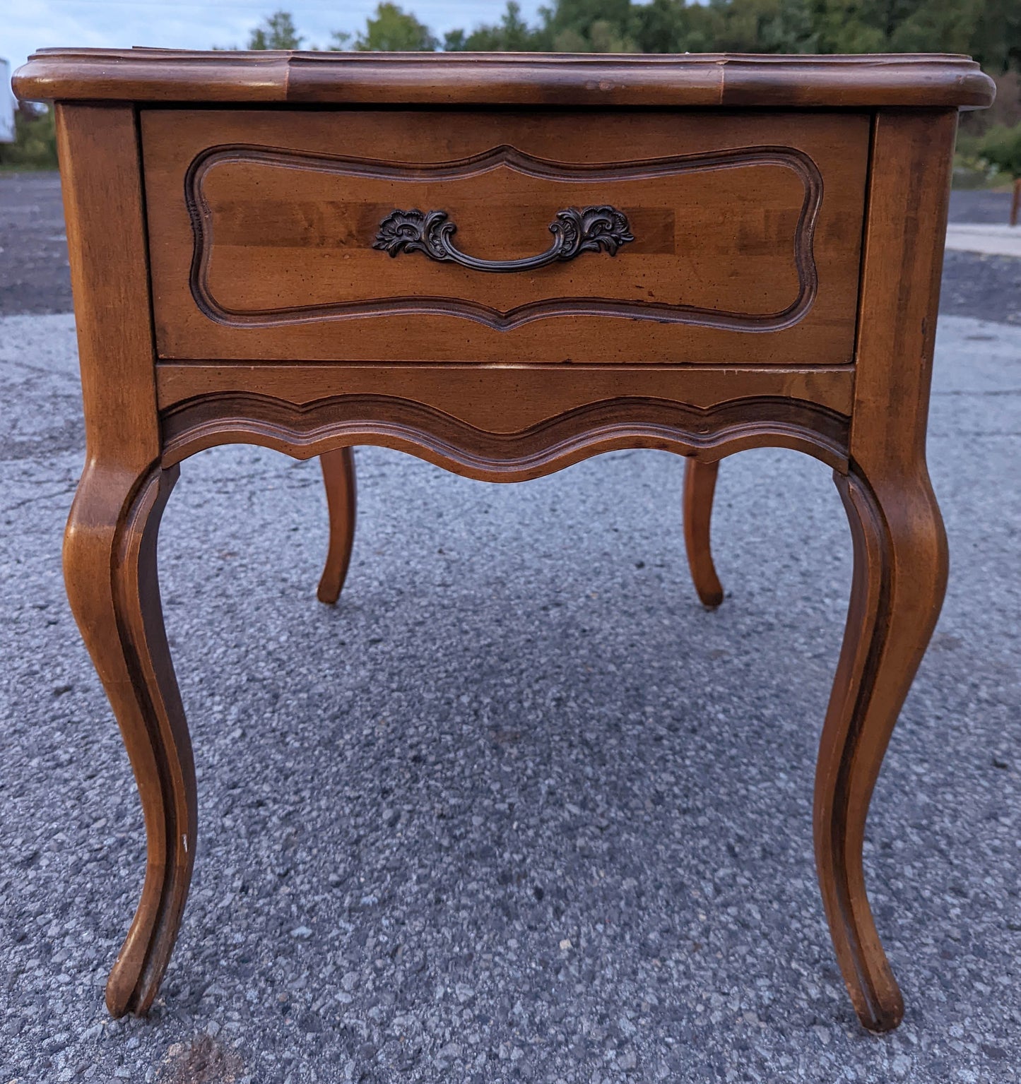 Pair Vintage "Mersman" Mid Century Modern MCM Antique Old SOLID Maple Wood Wooden Formica French Accent End Table Nightstands Night Stand