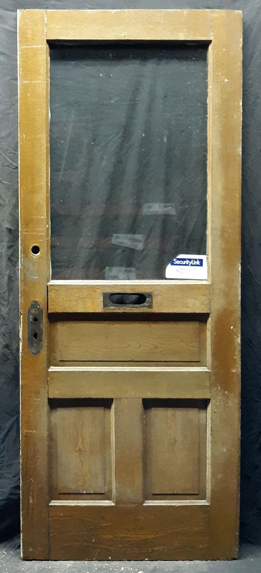 32x79" Antique Vintage Old SOLID Wood Wooden Entry Door Panels Window Wavy Glass