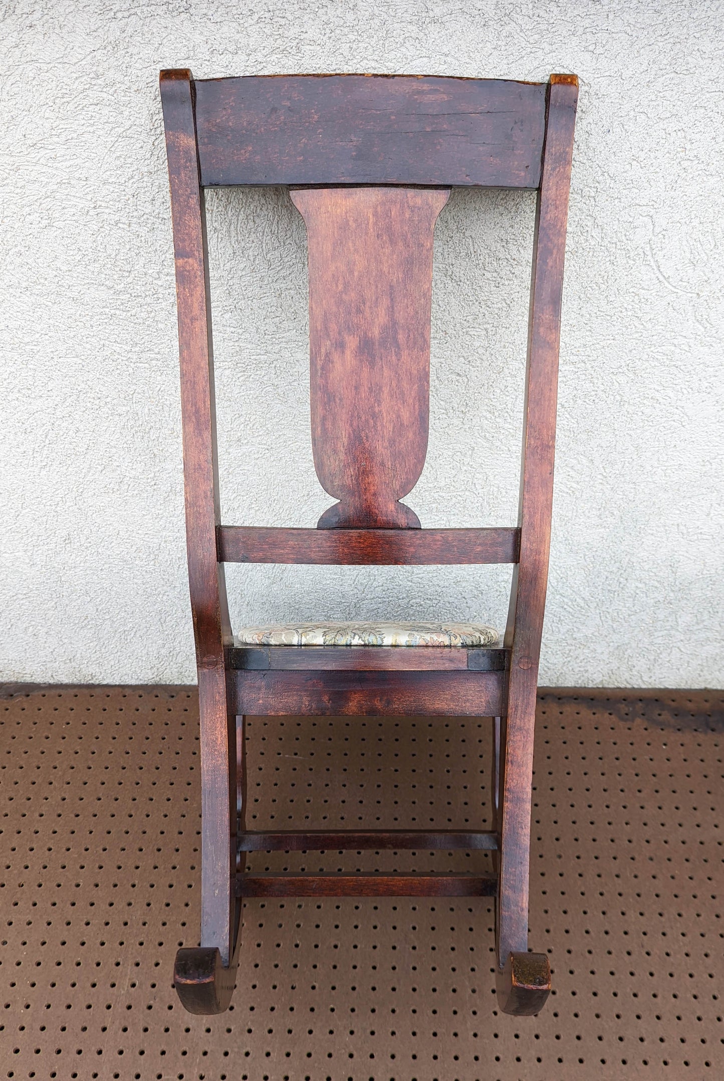 Antique Vintage Old SOLID Walnut Wood Wooden Fabric Seat Cushion Child Childrens Kids Rocking Chair Rocker
