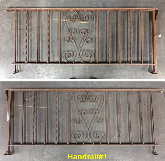 Lot 7 (55ft) Antique Vintage Old Salvaged Reclaimed Steel Wrought Iron Metal Handrail Porch Balcony Interior Exterior Garden Railing