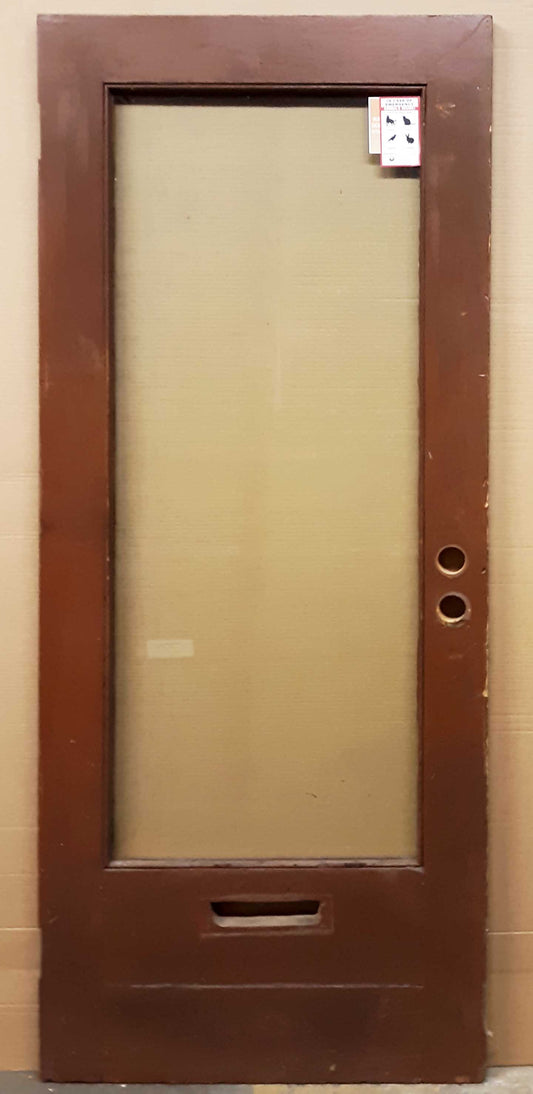 34"x83"x1.75" Antique Vintage Old Salvaged Reclaimed Wood Wooden Exterior Entry Door Full-Length Window Glass Lite Pane