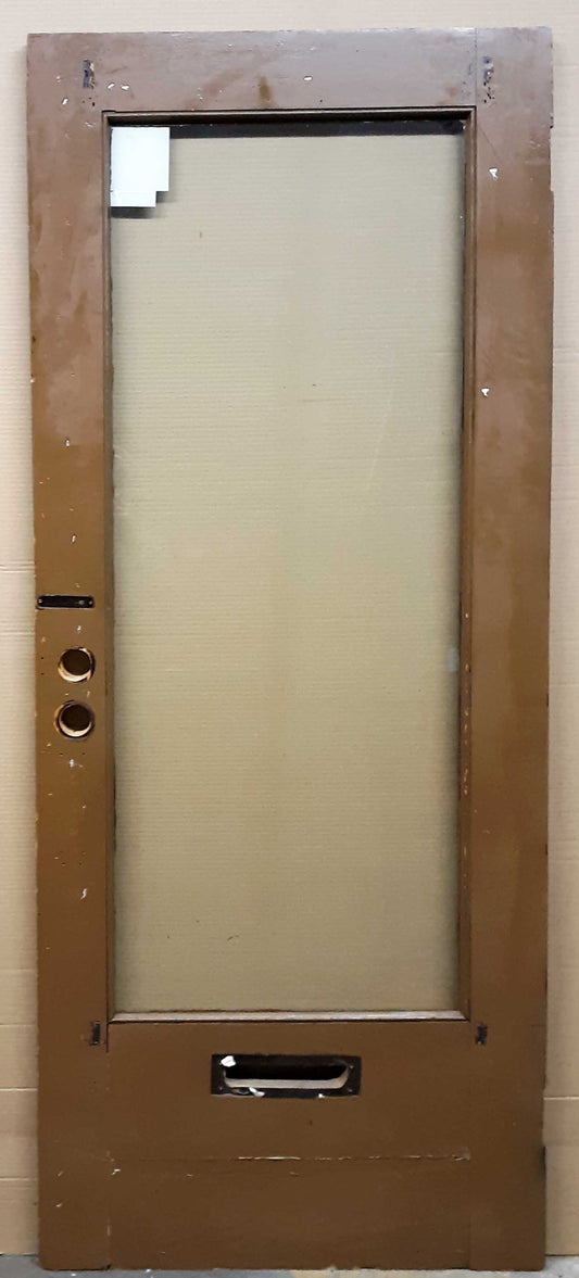 34"x83"x1.75" Antique Vintage Old Salvaged Reclaimed Wood Wooden Exterior Entry Door Full-Length Window Glass Lite Pane