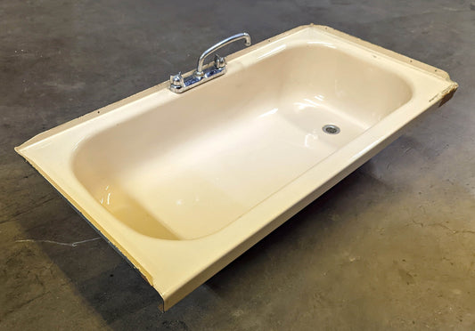 54"x27" Vintage Antique Old Salvaged Reclaimed Pink Peach Porcelain Steel Single Basin Bowl Sink Wash Tub