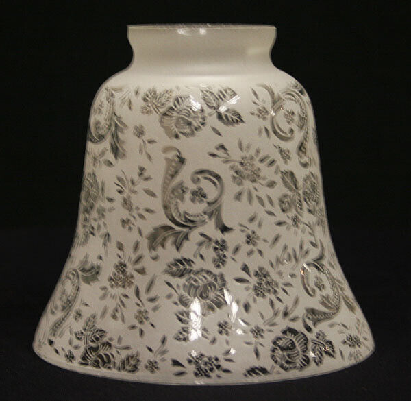 Vintage NOS Old Reclaimed Salvaged Etched Glass Lamp Sconce Slip Shade Ceiling Wall Light Cover Fixture