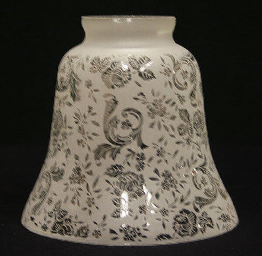 Vintage NOS Old Reclaimed Salvaged Etched Glass Lamp Sconce Slip Shade Ceiling Wall Light Cover Fixture