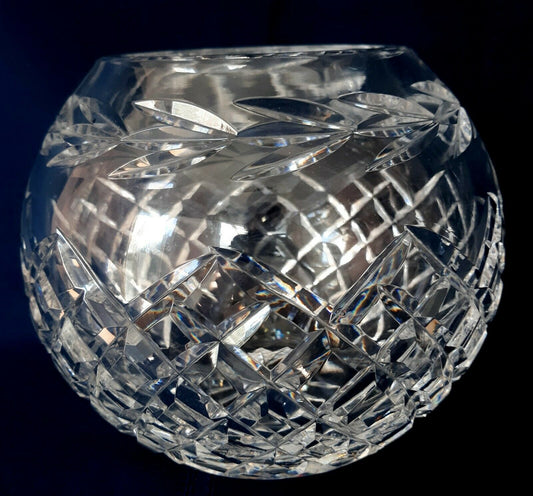 Kosta Boda Art Deco Lead Crystal Heavy Vase Contemporary Art Glass Globe Faceted Panels Cut Crystal Sphere Shape Elegant Glassware
