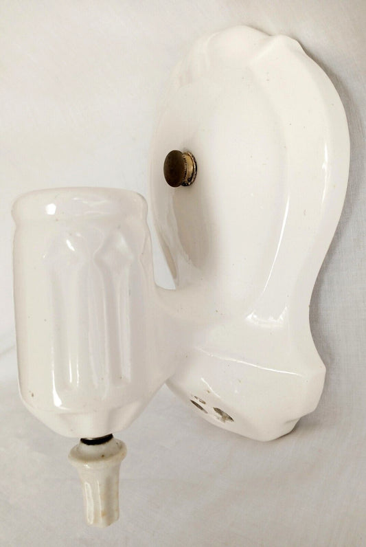 Antique Old Reclaimed Salvaged Ceramic Bathroom Wall Mount Sconce Collectible Retro Lighting - Germany