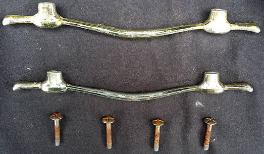 Pair Vintage Old Reclaimed Salvaged Art Deco Chrome Dresser Drawer Cabinet Furniture Pull Knob Handle