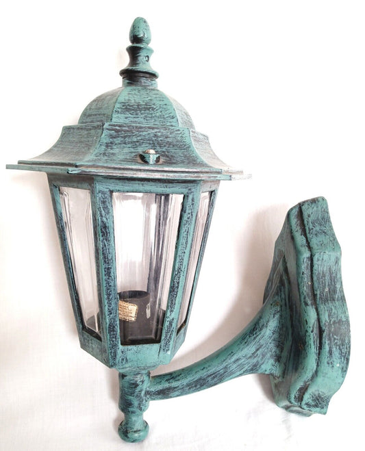 Wall Mount Fixture Lantern Cast Aluminum Clear Beveled Panels One Light 14”H