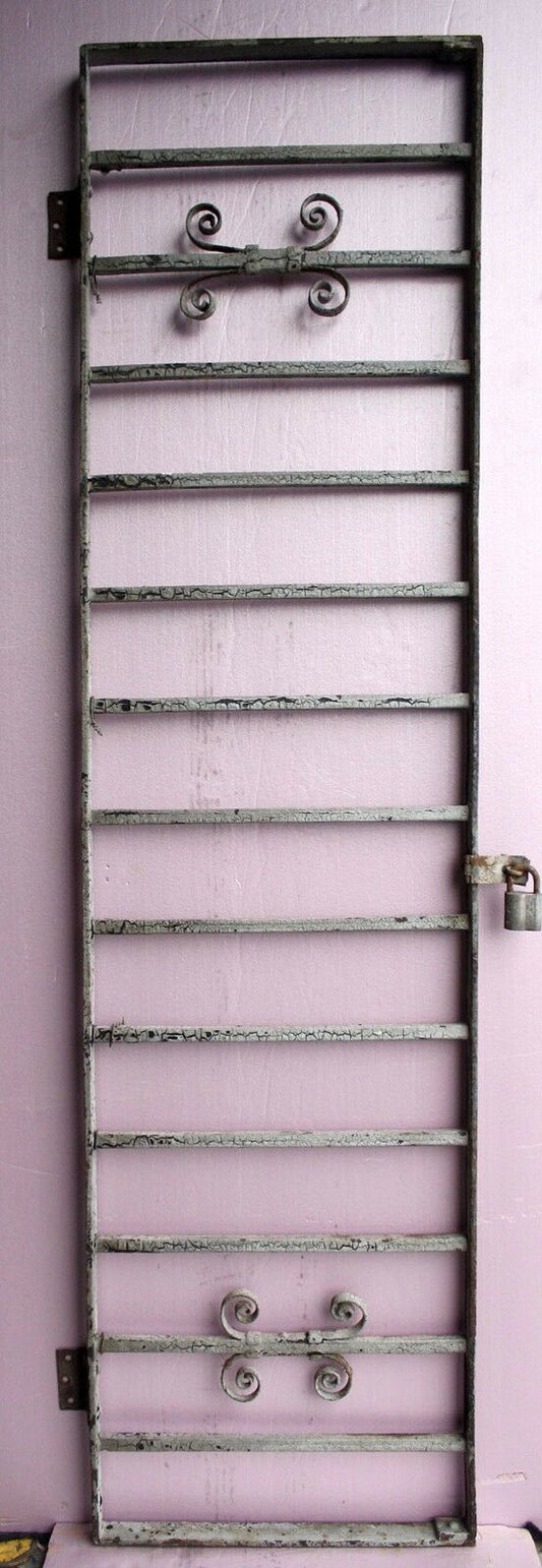 57"x15" Antique Vintage Old Reclaimed Salvaged Steel Iron Metal Fence Gate Door Panel Window Guard Grille