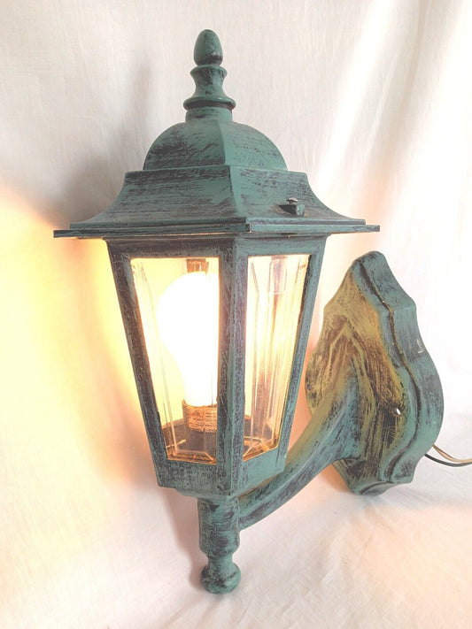 Wall Mount Fixture Lantern Cast Aluminum Clear Beveled Panels One Light 14”H