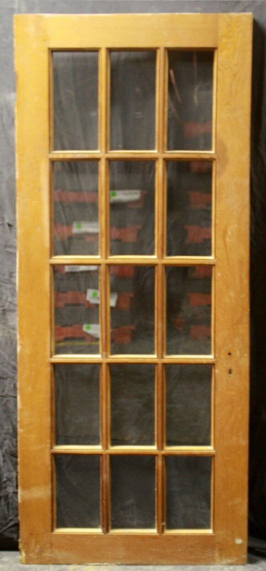 30"x76" Antique Vintage Old Salvaged Reclaimed Wood Wooden Exterior French Door 15 Wavy Glass Lite Pane