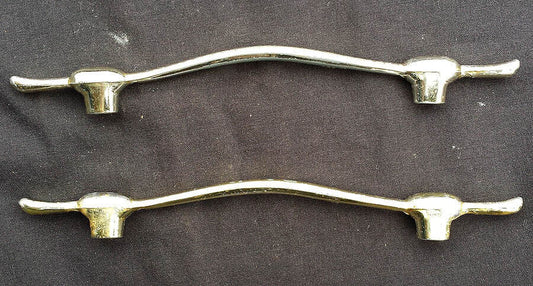 Pair Vintage Old Reclaimed Salvaged Art Deco Chrome Dresser Drawer Cabinet Furniture Pull Knob Handle